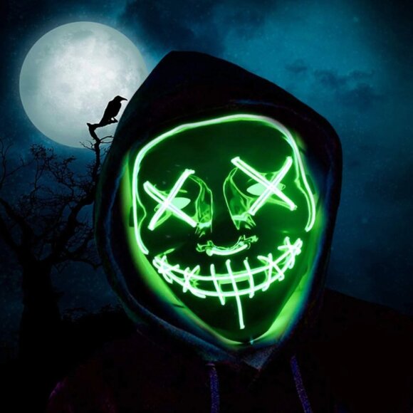 LED Purge Style Halloween Mask – Green Neon - Picture 6 of 7